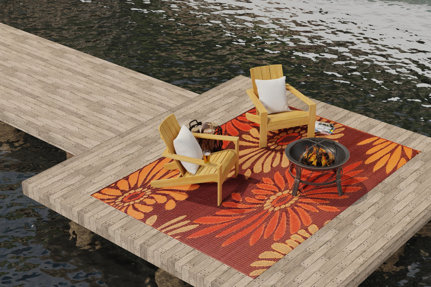 Daisy Rust Outdoor Mat