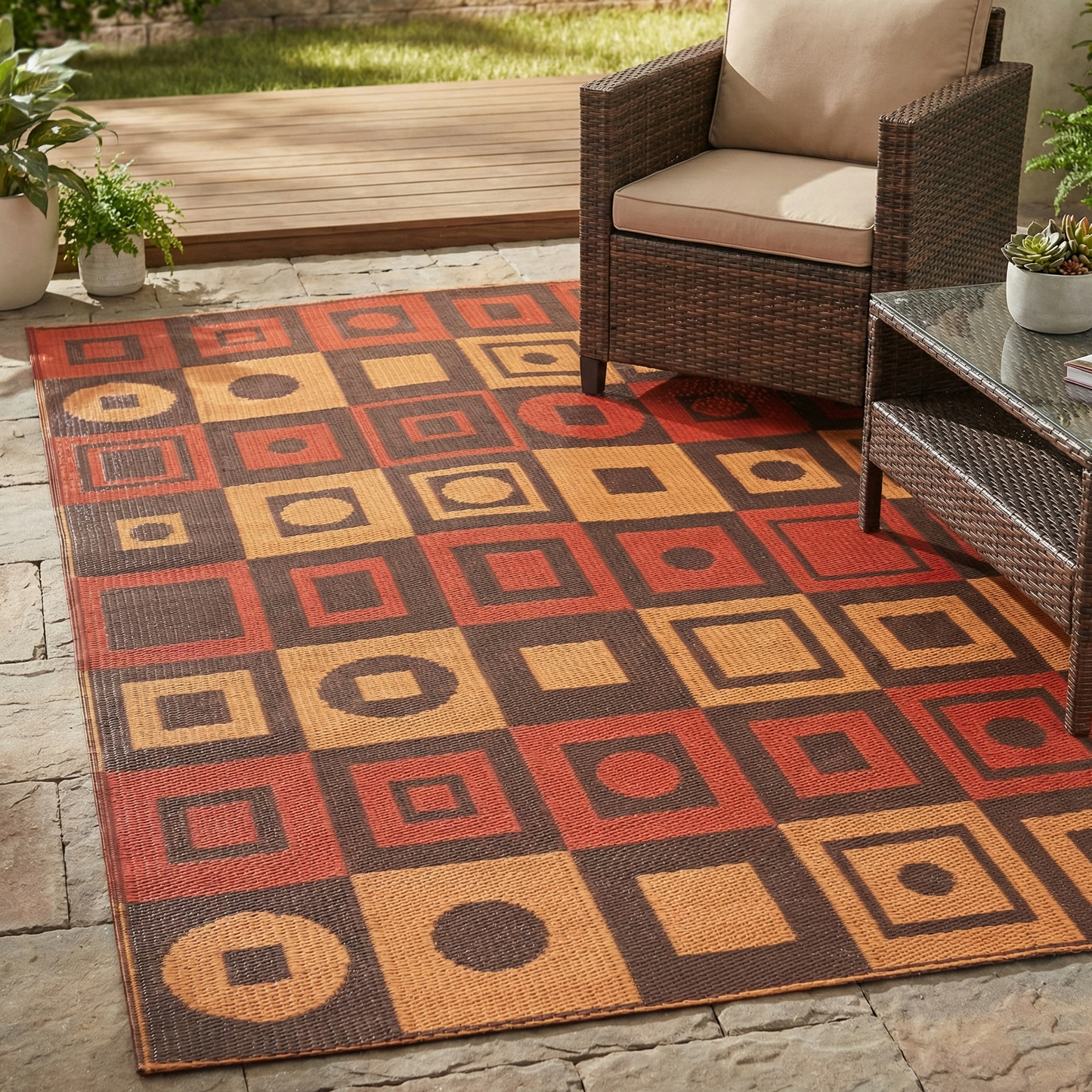 Mod Squares Ochre Brown