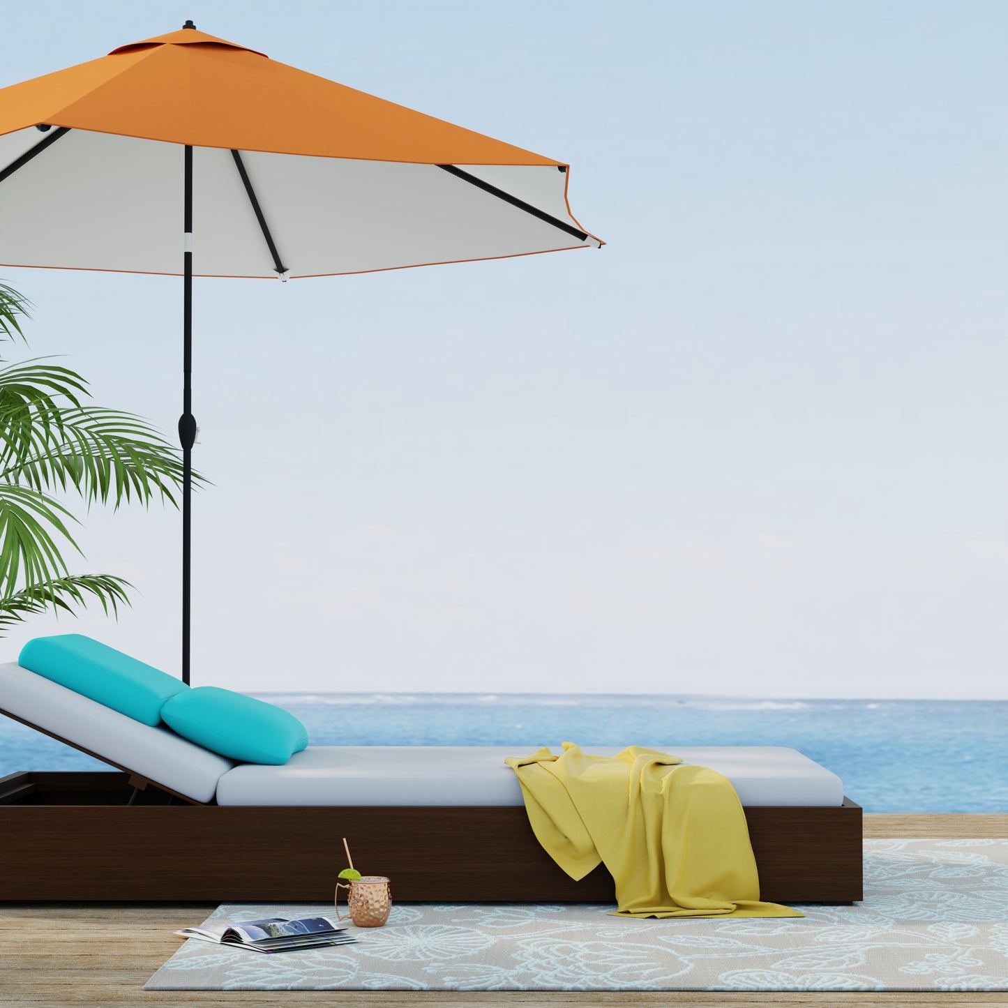 Line Flower Cool Aqua