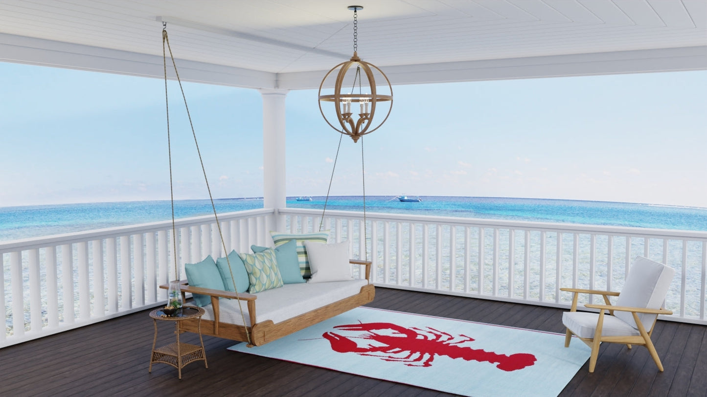 Lobster Aqua & Red Outdoor Mat