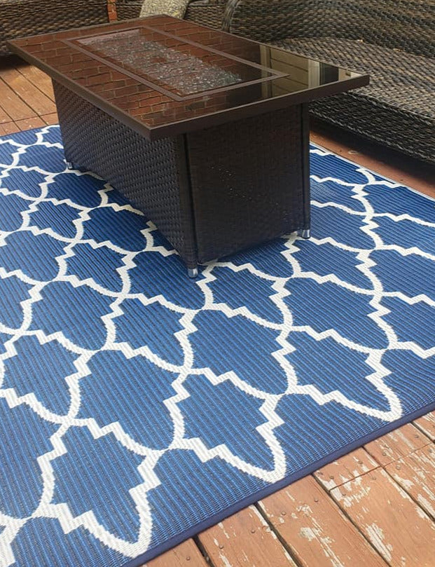 Casa Blanca Blue & White Outdoor Mat