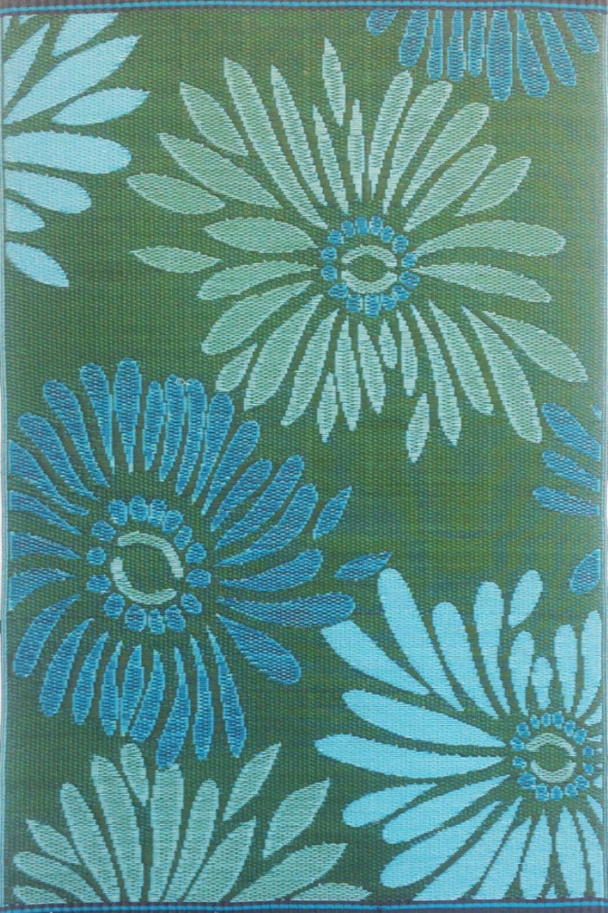 Daisy Aqua & Green Outdoor Mat