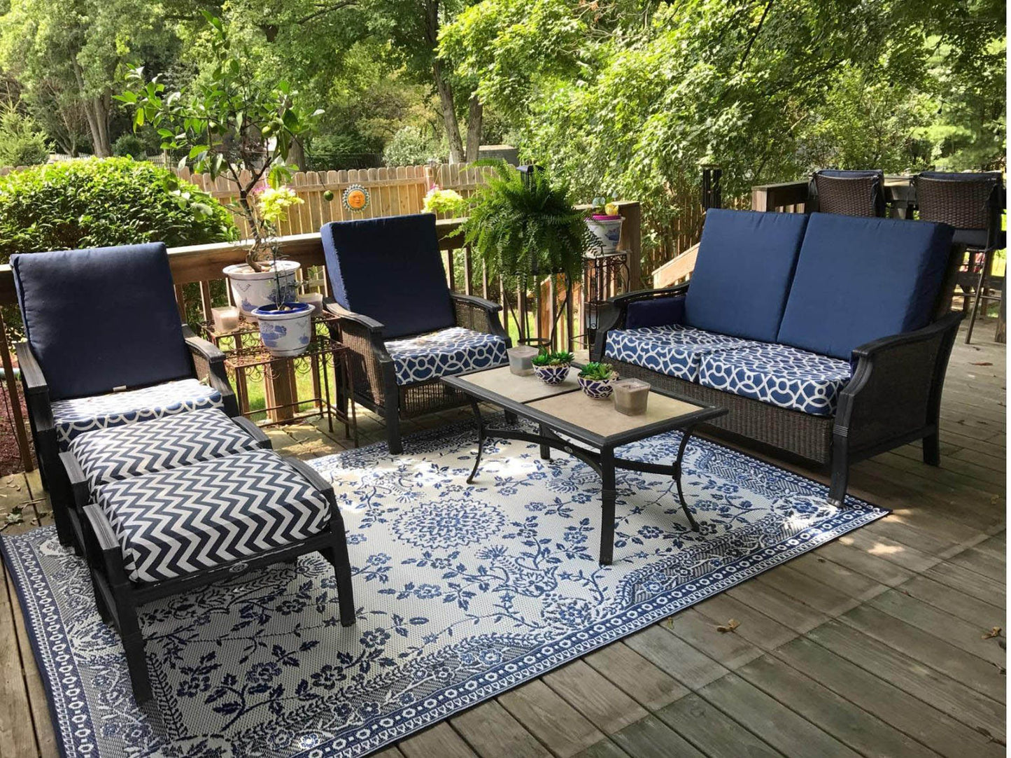 Garland Blue & White Outdoor Mat