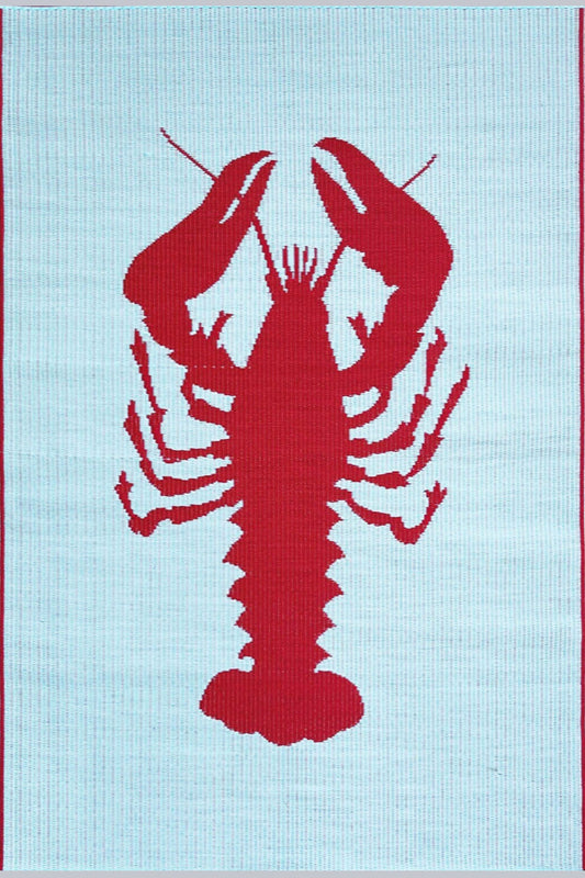 Lobster Aqua & Red Outdoor Mat