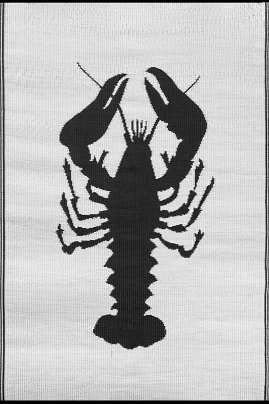 Lobster Black & White Outdoor Mat