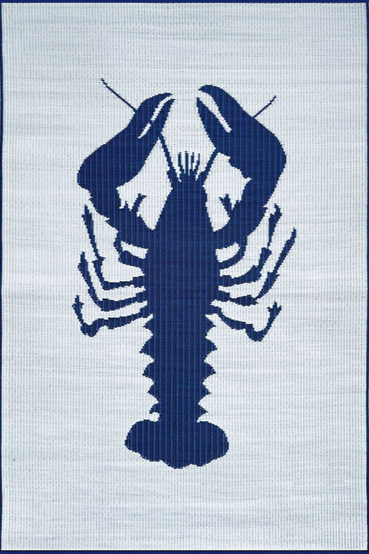 Lobster Blue & White Outdoor Mat