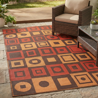 Mod Squares Ochre Brown