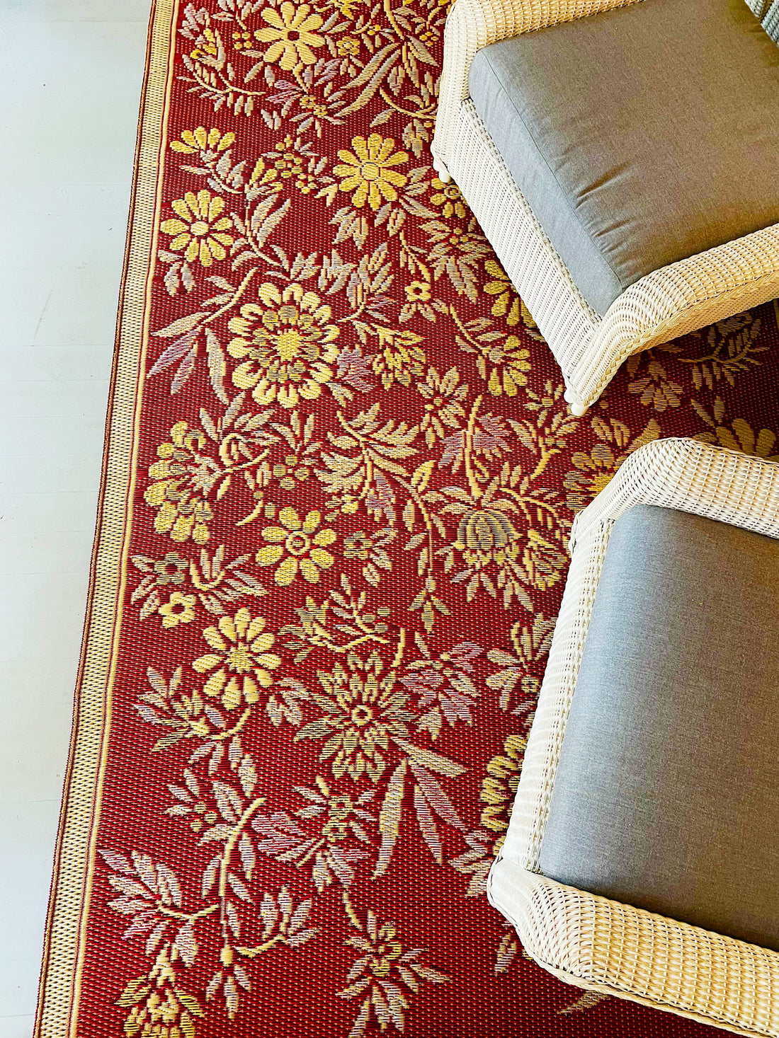 Wildflowers Cranberry Outdoor Mat Mad Mats