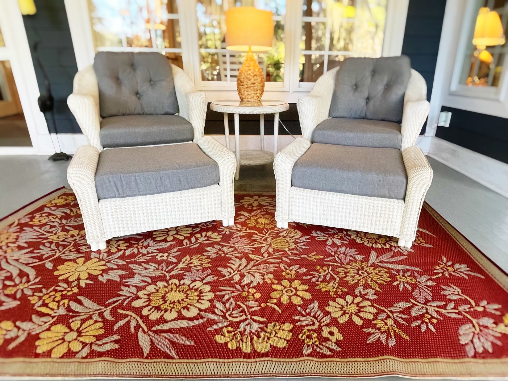 Wildflowers Cranberry Outdoor Mat Mad Mats