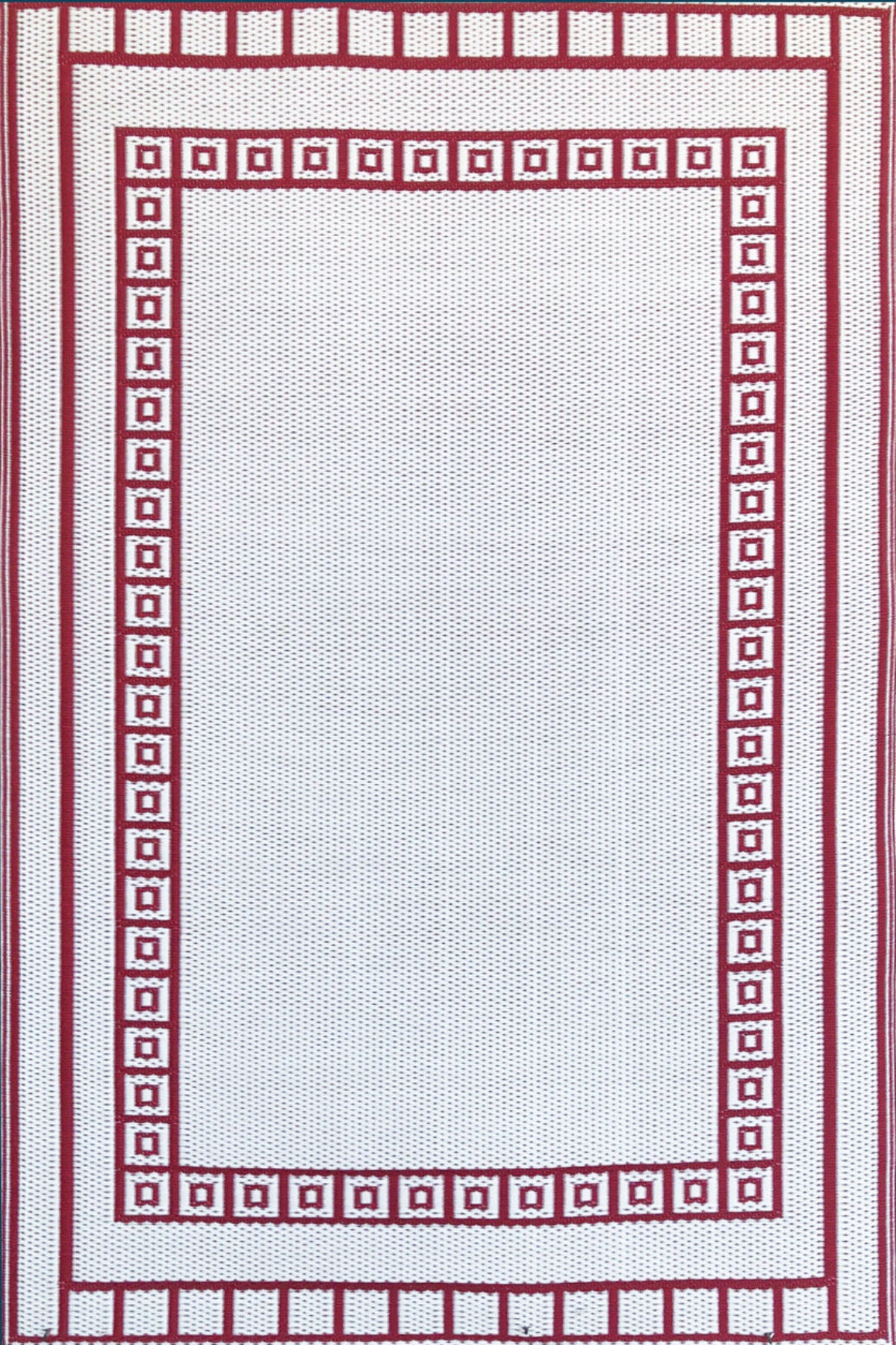 Border Red & White Outdoor Mat