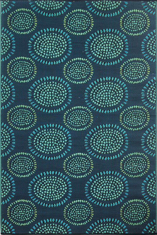 Molly Black & Aqua Outdoor Mat