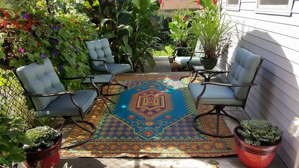  Mad Mats Traditional Outdoor Rug, Reversible Plastic Mat (6' x  9', Oriental Turkish - Plum) : Patio, Lawn & Garden