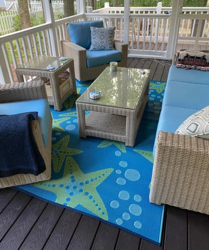 Starfish Blue & Green Outdoor Mat