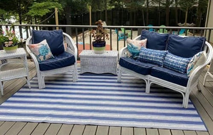 Vertical Stripe Blue & White